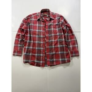 Mens Vintage Red Plaid Size Large WoodBourne Road Grunge Style Flannel